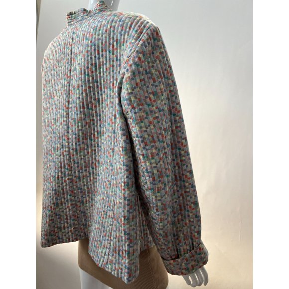 Kate Hill Plus Size Quilted Jacket Size 2X Multi Color Confetti Pattern Silk - Picture 7 of 16